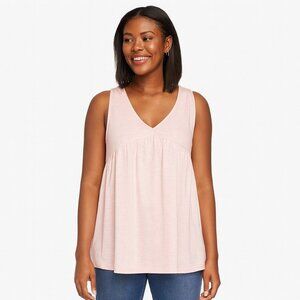 Cotton Blu Womens Light Pink V Neck Babydoll Swing Tank Top Size Medium M